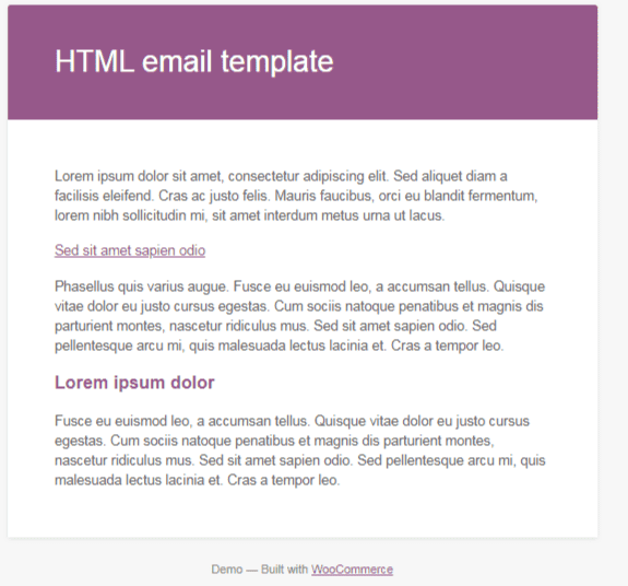 WooCommerce Email template