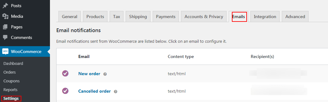 WooCommerce Emails