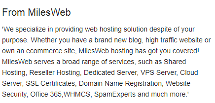 MilesWeb info