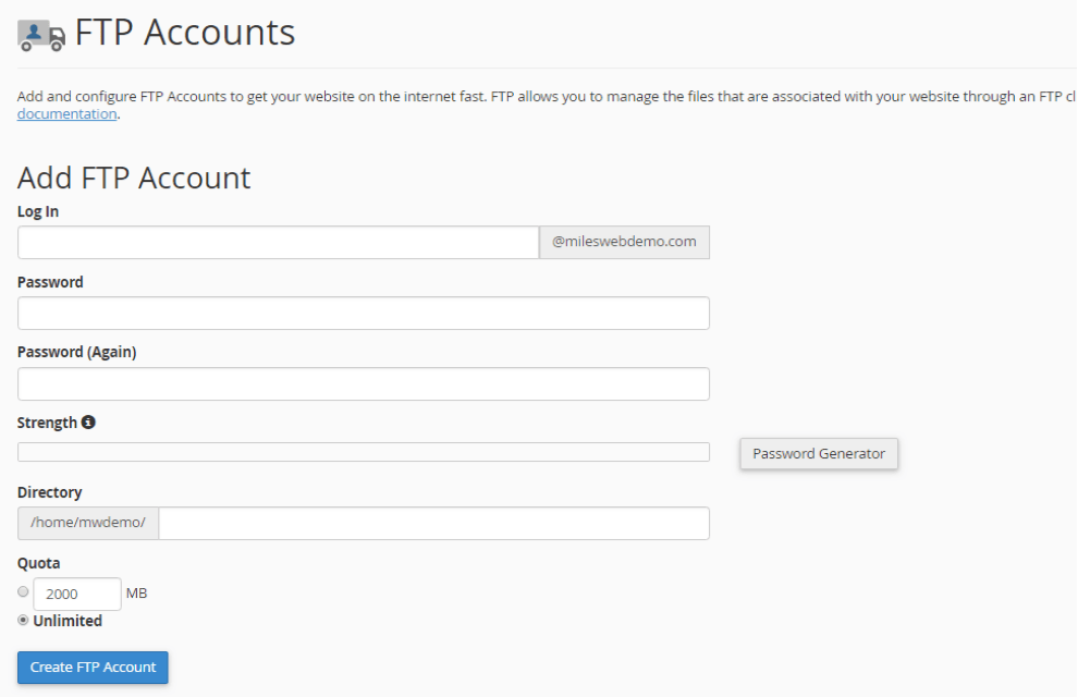 You can create your account