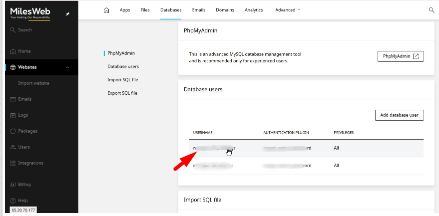 select-database-user